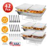 Disposable Chafing Dish Buffet Set Servers with Covers Spoons Forks Tongs Full-Size Pans