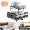 Dish Drying Rack with Drainboard Detachable 2-Tier Dish Rack