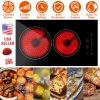 Dual Induction Burners Electric Cooktop 110V Total 1900W Electric Stove Built-in Electric Ceramic Stove with Timer Setting 9 Firepower Levels Over Hea