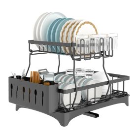 Dish Drying Rack with Drainboard Detachable 2-Tier Dish Rack
