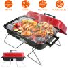 Folding Portable Charcoal Grill Outdoor Tabletop Grill Small Barbecue Smoker  with Lid for Backyard