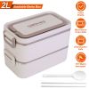 Bento Lunch Box 3 Stackable Food Container with Chopsticks Spoon