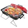 Folding Portable Charcoal Grill Outdoor Tabletop Grill Small Barbecue Smoker  with Lid for Backyard