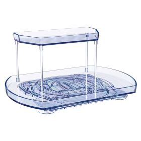 2 Tier Turntable Organizer Rectangular Refrigerator Spinner Storage Rack