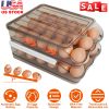Egg Container Holder for Refrigerator Double Layer Egg Storage Box with Lid