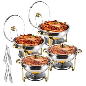 Chafing Dish Buffet Set Round Buffet Food Warmer Stainless Steel  Chafer with Glass Lid