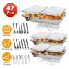Disposable Chafing Dish Buffet Set Servers with Covers Spoons Forks Tongs Full-Size Pans