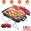 Folding Portable Charcoal Grill Outdoor Tabletop Grill Small Barbecue Smoker  with Lid for Backyard