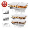 Disposable Chafing Dish Buffet Set Servers with Covers Spoons Forks Tongs Full-Size Pans