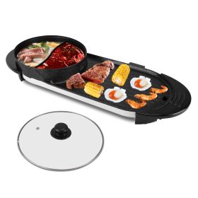 Electric Hot Pot Smokeless Non-Stick Grill with Independent Temperature Control