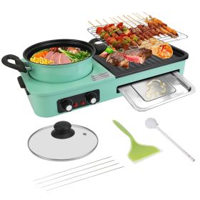 3 in 1 Electric Hot Pot with Grill 1600W Smokeless Non-Stick Korean BBQ Grill