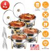 Chafing Dish Buffet Set Round Buffet Food Warmer Stainless Steel  Chafer with Glass Lid