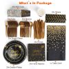Black Gold Birthday Party Supplies For 25 Guests
