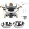 Chafing Dish Buffet Set Round Buffet Food Warmer Stainless Steel  Chafer with Glass Lid
