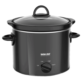 Better Chef 3-Quart Round Slow Cooker with Removable Stoneware Crock - Black