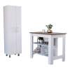 London 2 Piece Kitchen Set, Kitchen Island + Pantry , White /Walnut - White /Walnut