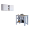 Austin 2 Piece Kitchen Set, Upper Wall Cabinet + Kitchen Island , White /Walnut - White /Light Oak