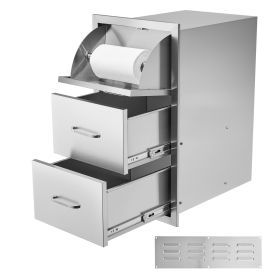 VEVOR  Outdoor Kitchen Stainless Steel Double Access Drawers with Paper Towel Holder Combo