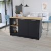 Kitchen Island Padua, Kitchen, Black / Macadamia - Black / Macadamia