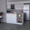 Kitchen Island Leoti, Kitchen, White - White - Manufactured Wood