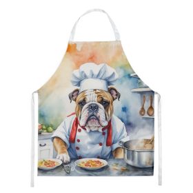 English Bulldog The Chef Apron Cooking Kitchen Server Baking Crafts Gardening for Adult Women Men, Unisex, Large, Multicolor - Default