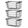 Oceanstar Stackable Metal Wire Storage Basket Set for Pantry, Countertop, Kitchen or Bathroom – Black, Set of 3 - BSS1811