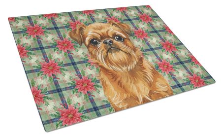 Belge Brussels Griffon Christmas PoinsettIas Glass Cutting Board Decorative Tempered Glass Kitchen Cutting and Serving Board Large Size Chopping