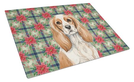 Blenheim Cavalier Spaniel Christmas PoinsettIas Glass Cutting Board Decorative Tempered Glass Kitchen Cutting and Serving Board Large Size Choppi