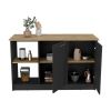 Kitchen Island Padua, Kitchen, Black / Macadamia - Black / Macadamia