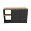 Kitchen Island Padua, Kitchen, Black / Macadamia - Black / Macadamia