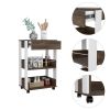 Dundee Kitchen Cart, One Drawer, Two Open Shelves - White / Dark Walnut