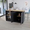 Kitchen Island Padua, Kitchen, Black / Macadamia - Black / Macadamia