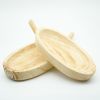 Set of 2 Handcrafted Natural Wood Leaf-Shaped Trays with Handles - wood