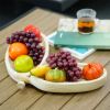 Set of 2 Handcrafted Natural Wood Leaf-Shaped Trays with Handles - wood