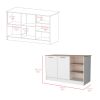 Kitchen Island Leoti, Kitchen, White - White - Manufactured Wood
