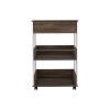 Dundee Kitchen Cart, One Drawer, Two Open Shelves - White / Dark Walnut