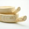 Set of 2 Handcrafted Natural Wood Leaf-Shaped Trays with Handles - wood
