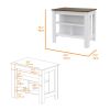 Caledon 2 Piece Kitchen Set, Kitchen Island + Upper Wall Cabinet , White /Walnut - White /Walnut