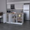 Kitchen Island Leoti, Kitchen, White - White - Manufactured Wood