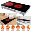 Dual Induction Burners Electric Cooktop 110V Total 1900W Electric Stove Built-in Electric Ceramic Stove with Timer Setting 9 Firepower Levels Over Hea