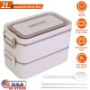 Bento Lunch Box 3 Stackable Food Container with Chopsticks Spoon