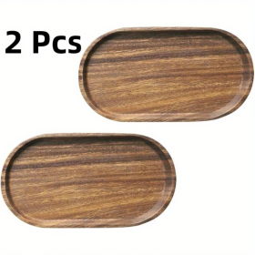 2pcs LDQ Elegant Wooden Serving Tray - Japanese Style, Space-saving Design, Perfect For Home Decor And Kitchen Accessories - Prohibited For Sale (Option: 2PCS)